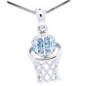 Fan Star TEAM COLORS Pave Basketball Necklace Aqua